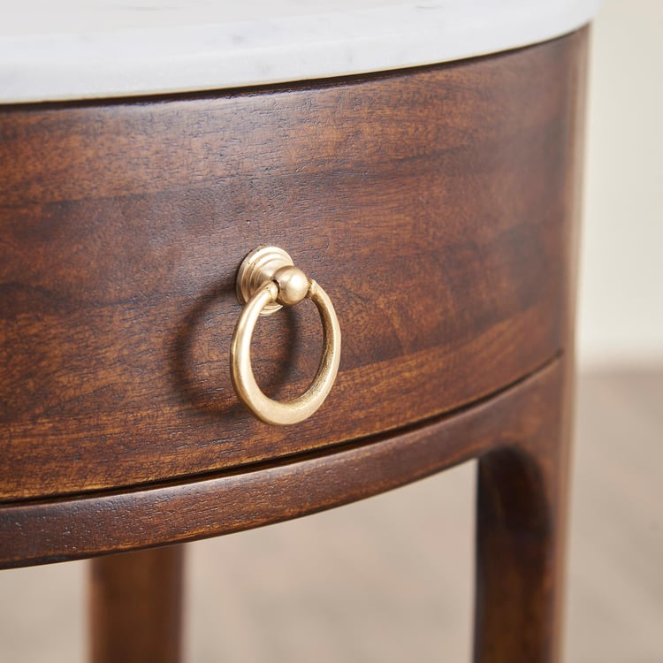 Apollo Marble Top End Table - Brown