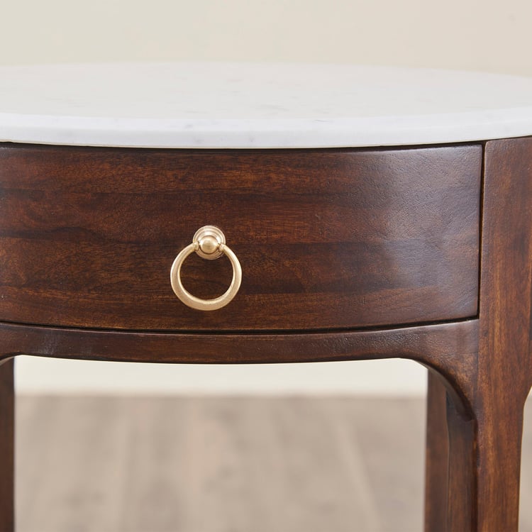 Apollo Marble Top End Table - Brown