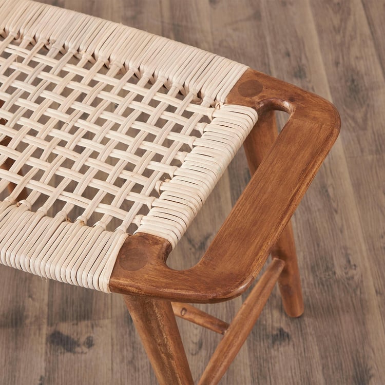 Amber Acacia Wood Stool - Brown