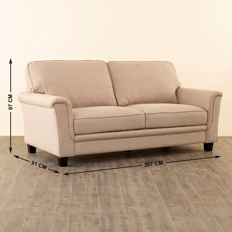 Helios Lamcy Fabric 3-Seater Sofa - Beige