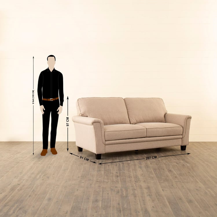 Helios Lamcy Fabric 3-Seater Sofa - Beige