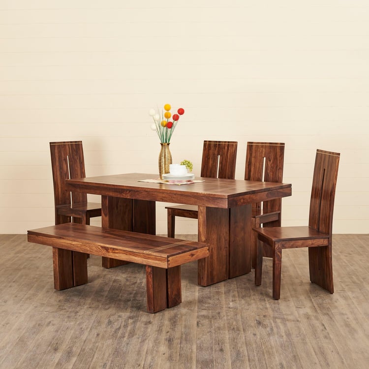 Satvva Sheesham Wood 6-Seater Dining Table - Brown