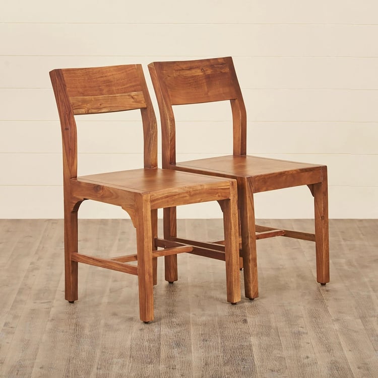 Nico Set of 2 Sheesham Wood Dining Chairs - Brown