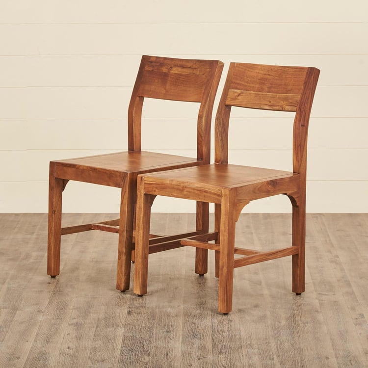 Nico Set of 2 Sheesham Wood Dining Chairs - Brown