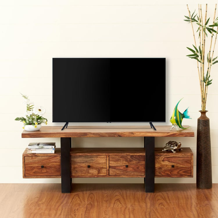 Raga Brown Sheesham Wood TV Unit - Brown