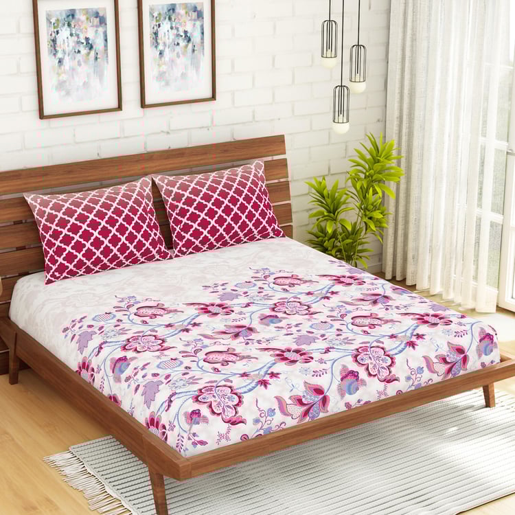 SPACES Atrium Printed 3-Piece Queen Bedsheet Set - 1.52 m x 1.98 m