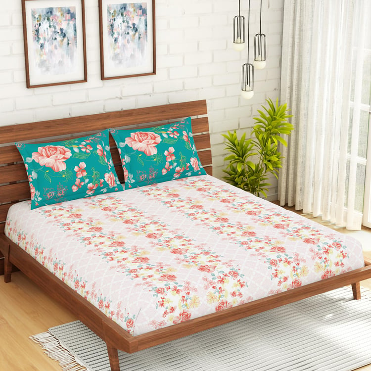 SPACES Atrium Printed 3-Piece Queen-Size Bedsheet Set - 1.52 x 1.98 m