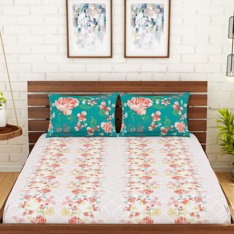 SPACES Atrium Printed 3-Piece Queen-Size Bedsheet Set - 1.52 x 1.98 m