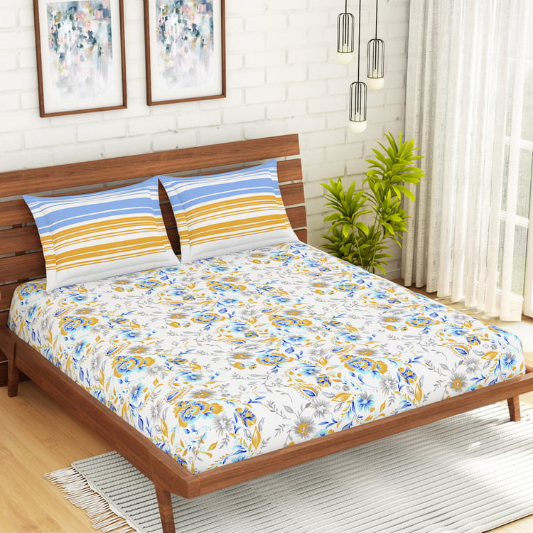 SPACES Atrium Printed 3-Piece Queen Bedsheet Set - 1.52 m x 1.98 m