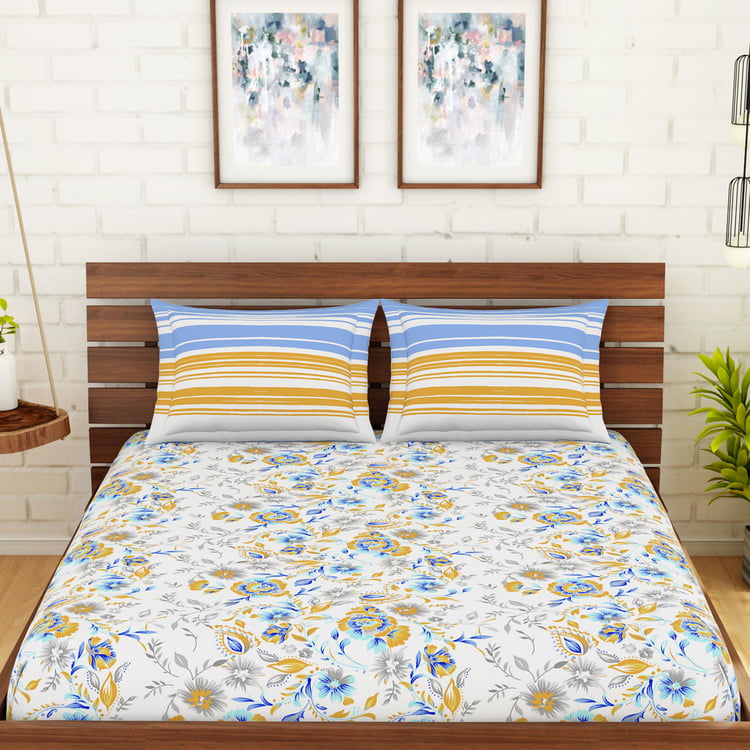 SPACES Atrium Printed 3-Piece Queen Bedsheet Set - 1.52 m x 1.98 m