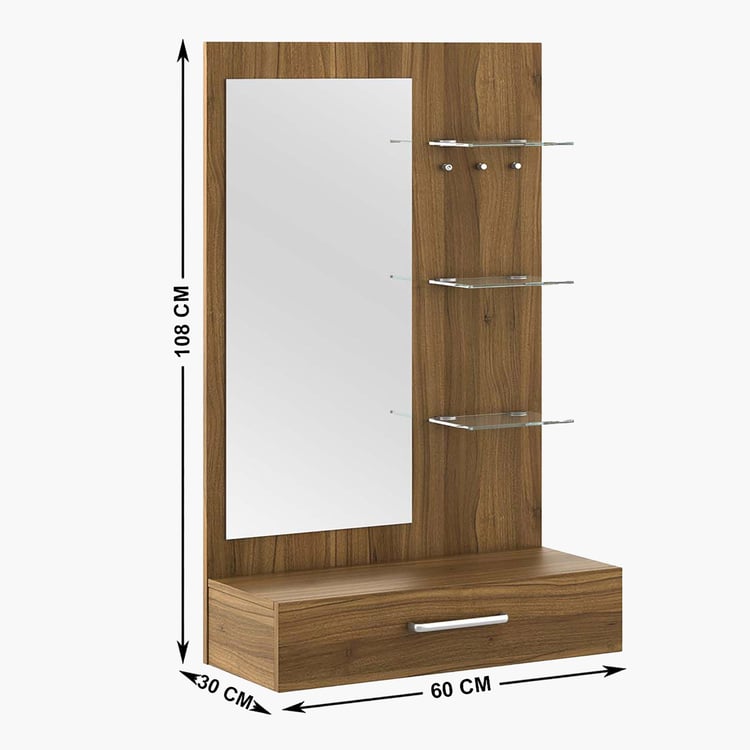 Quadro Wall Mounted Dresser Mirror with Drawer - Brown