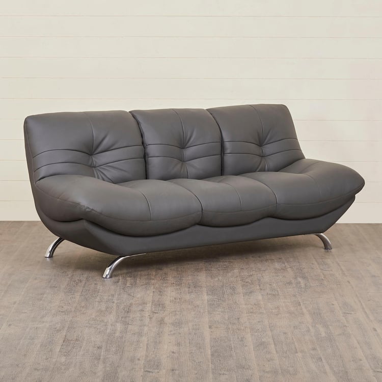Residence Next Half Leather 3-Seater Sofa - Grey