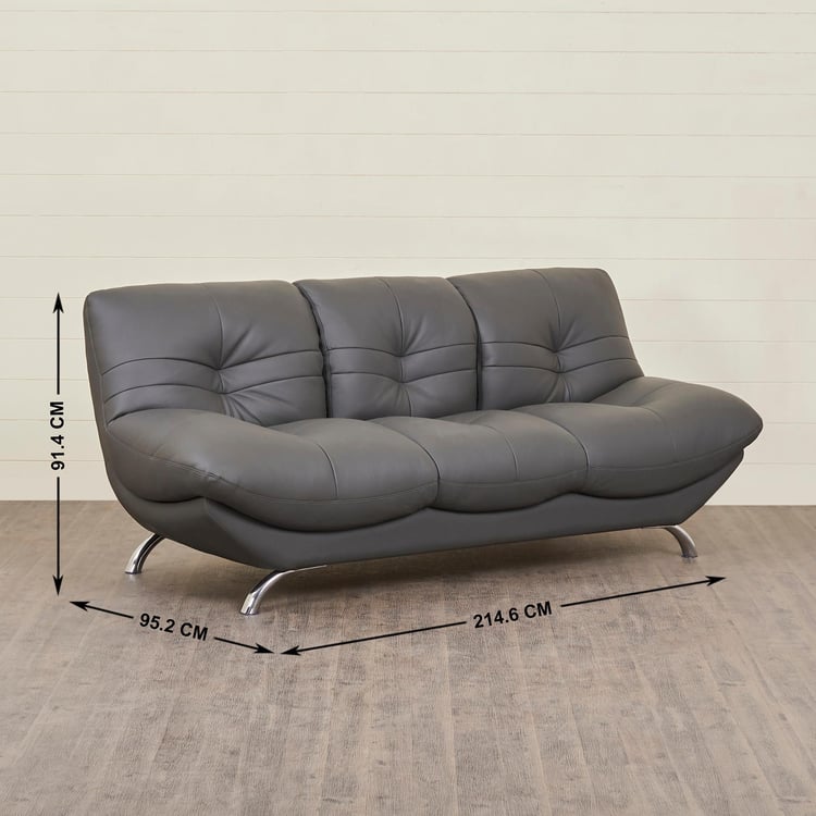 Residence Next Half Leather 3-Seater Sofa - Grey