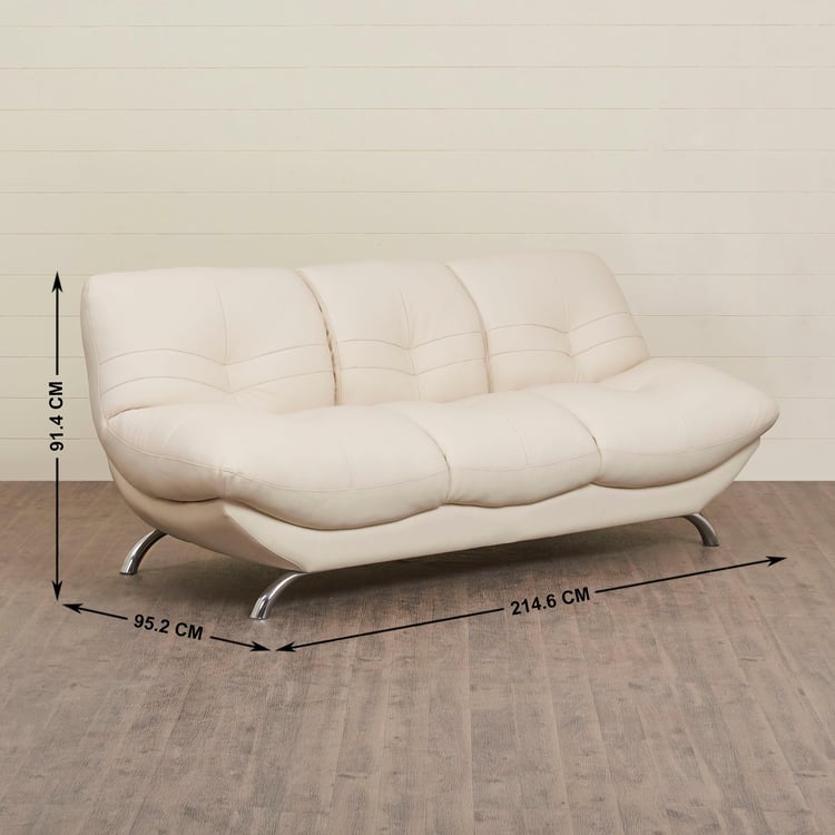 Residence Next Half Leather 3-Seater Sofa - Beige