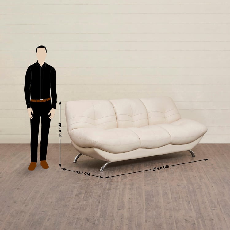 Residence Next Half Leather 3-Seater Sofa - Beige