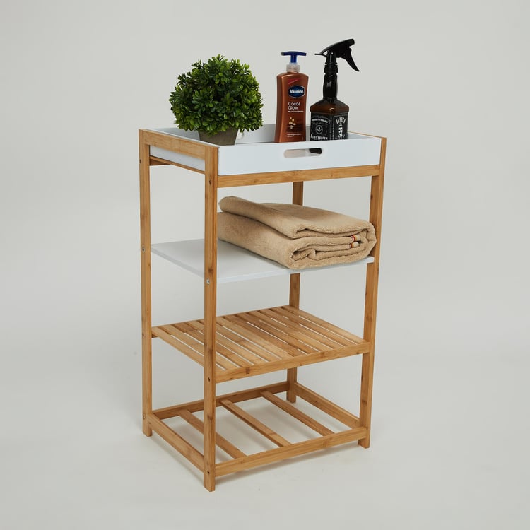 Omnia Bamboo 4-Tier Bath Rack with Storage