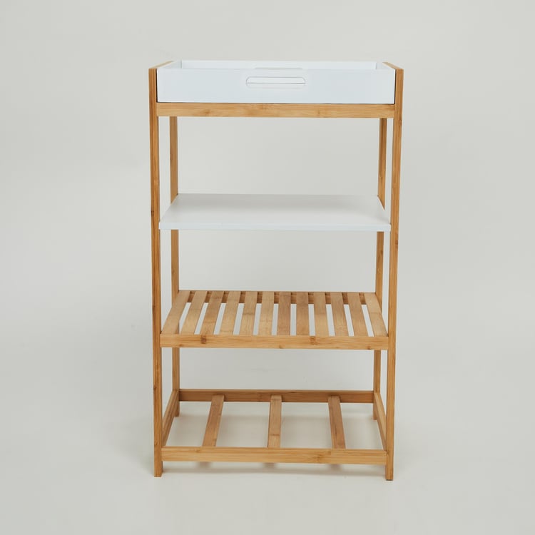 Omnia Bamboo 4-Tier Bath Rack with Storage