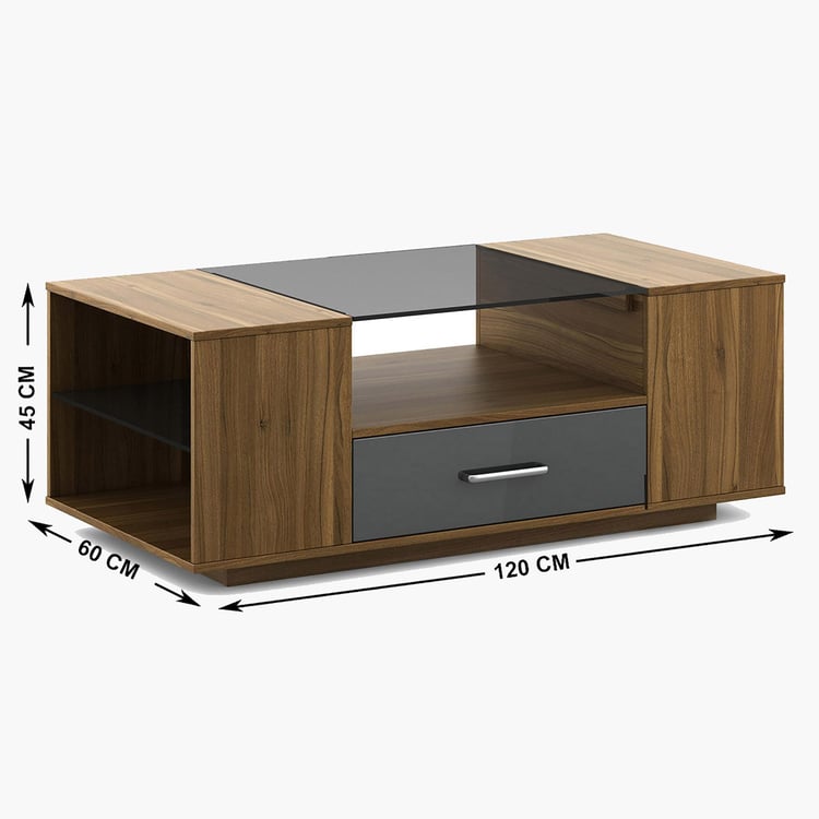 Quadro Glass Top Coffee Table - Brown