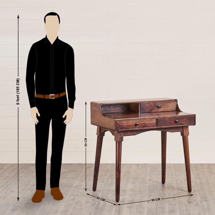 Sattva Sheesham Wood Study Desk - Brown