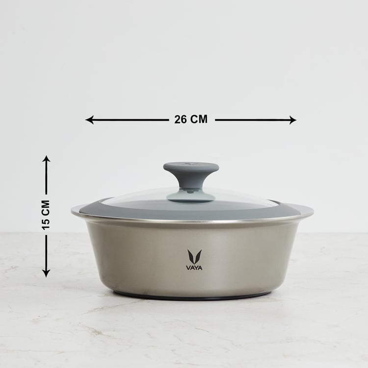 VAYA Hautecase Solid Casserole with Glass Lid - 1500 ml