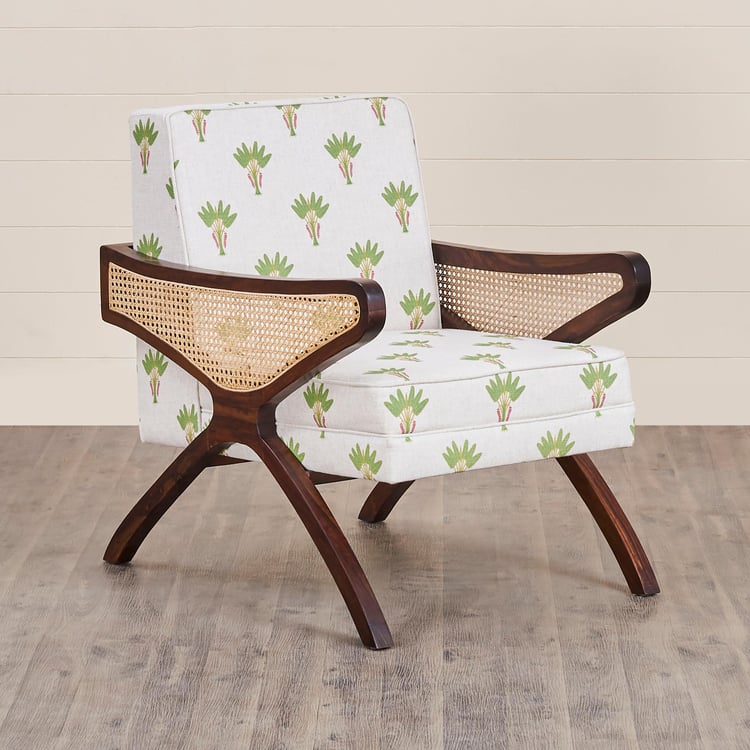 Cane Connection Fabric Accent Chair - White