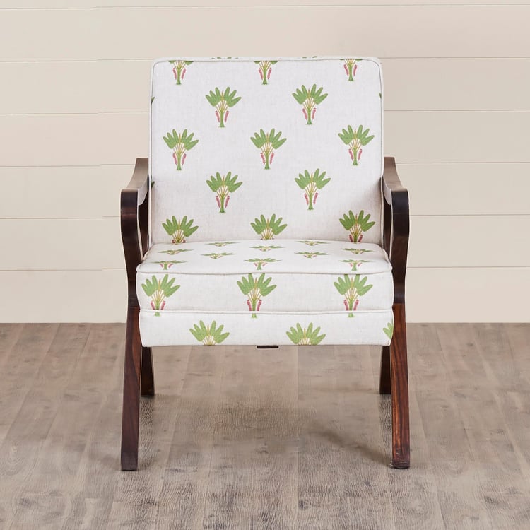 Cane Connection Fabric Accent Chair - White