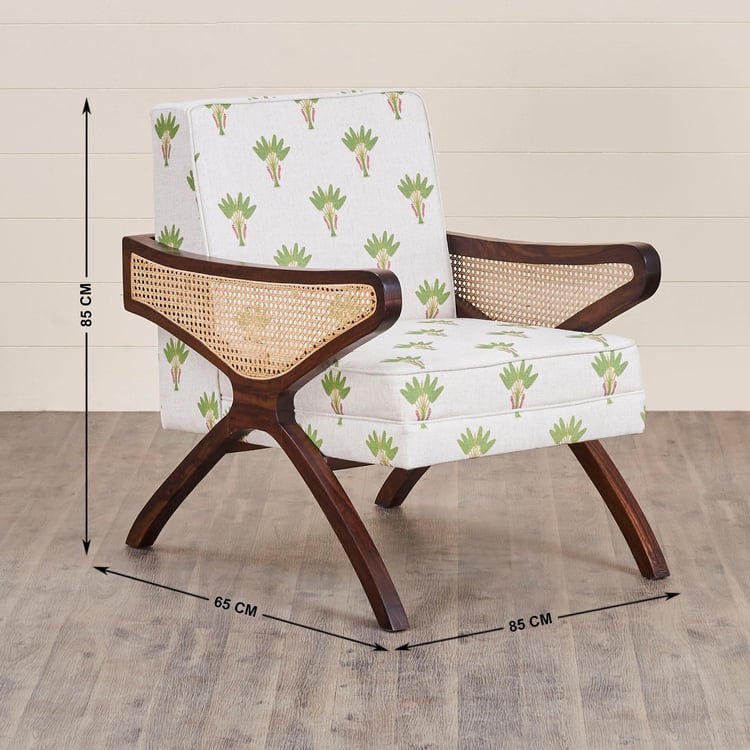 Cane Connection Fabric Accent Chair - White