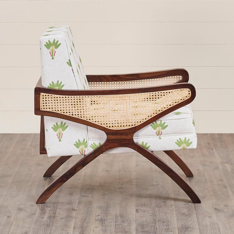 Cane Connection Fabric Accent Chair - White