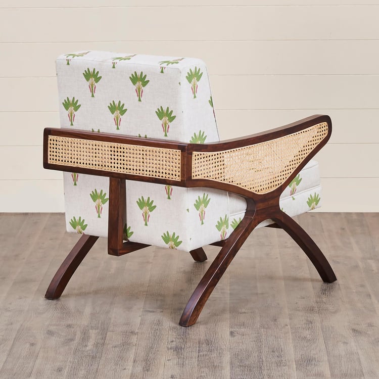 Cane Connection Fabric Accent Chair - White