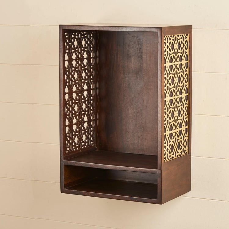Divine Solid Wood Wall Floor Pooja Mandir