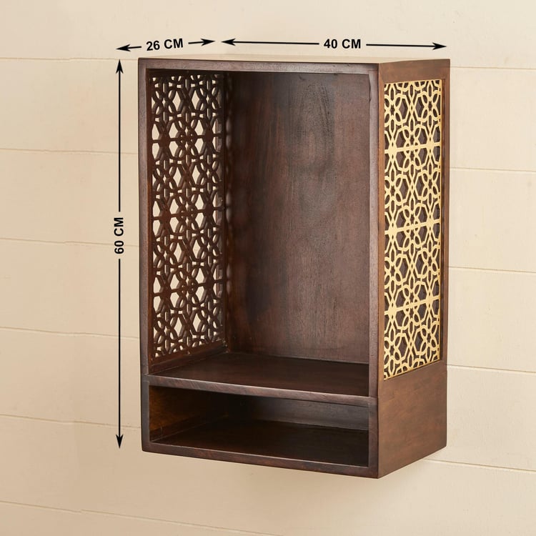 Divine Solid Wood Wall Floor Pooja Mandir