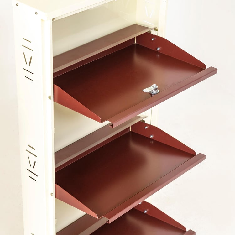 Helios Lagos Metal 6 Pairs Shoe Cabinet - Maroon