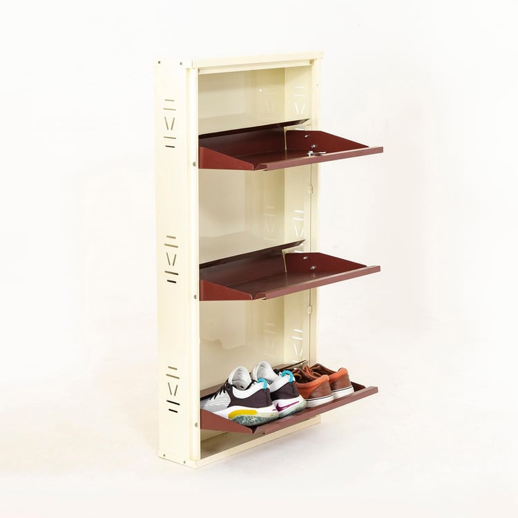 Helios Lagos Metal 6 Pairs Shoe Cabinet - Maroon