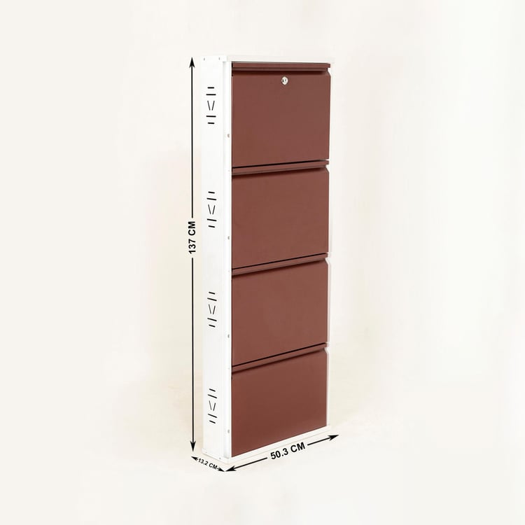 Helios Lagos Metal 8 Pairs Shoe Cabinet - Maroon