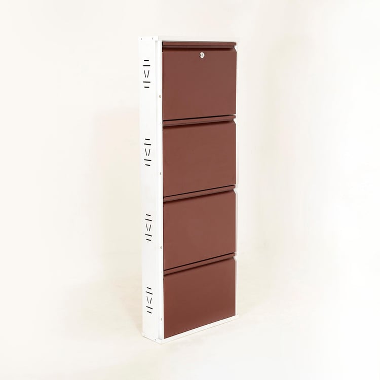 Helios Lagos Metal 8 Pairs Shoe Cabinet - Maroon