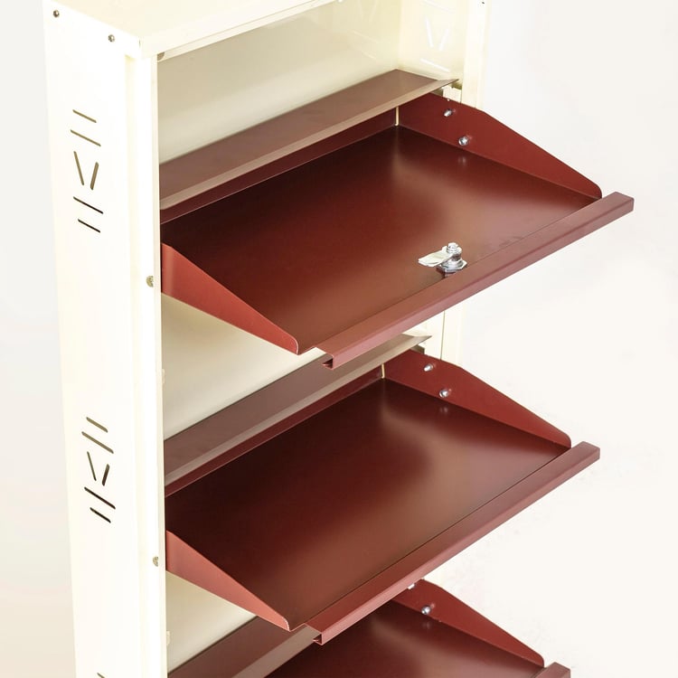 Helios Lagos Metal 10 Pairs Shoe Cabinet - Maroon