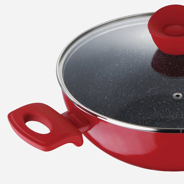 BERGNER Bellini+Pressed Aluminium Non-Stick Kadhai with Lid - 28 cm