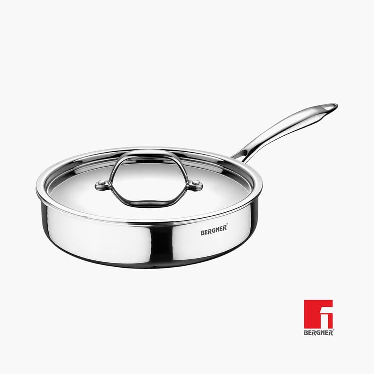 BERGNER Argent Triply Stainless Steel Saute Pan with Lid - 22 cm