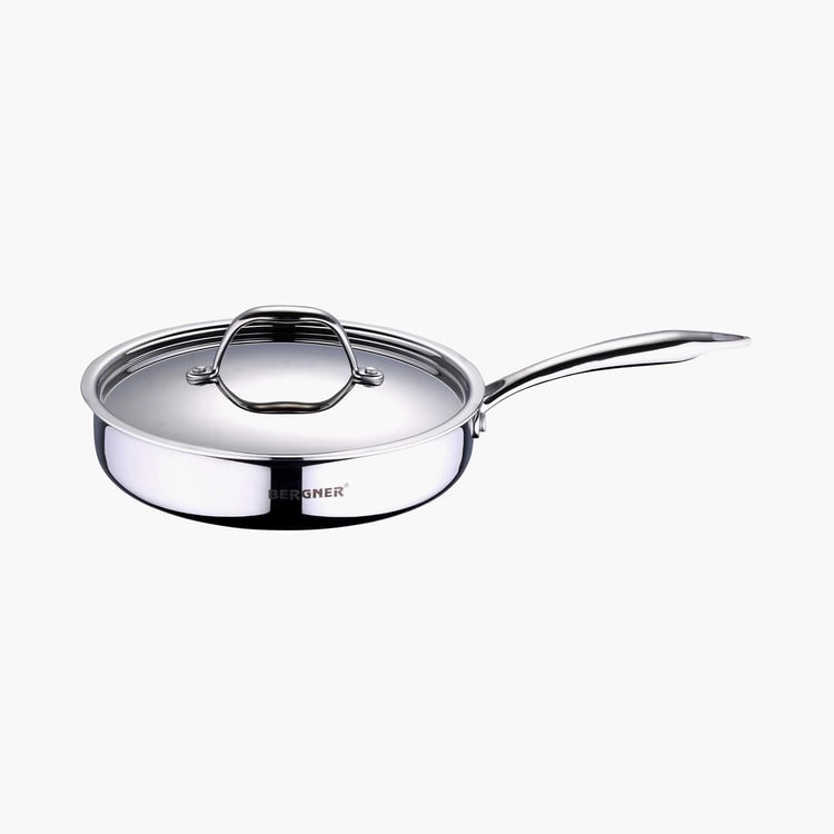 BERGNER Argent Triply Stainless Steel Saute Pan with Lid - 22 cm