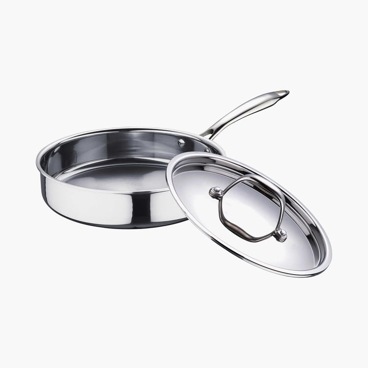 BERGNER Argent Triply Stainless Steel Saute Pan with Lid - 22 cm