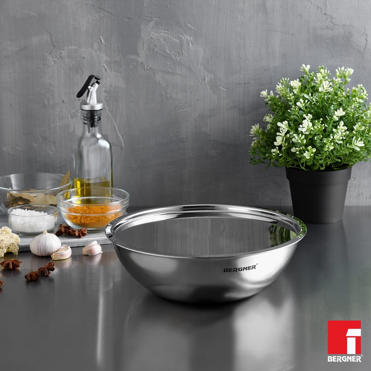 BERGNER Argent Triply Stainless Steel Tasra with Lid - 1.5 L