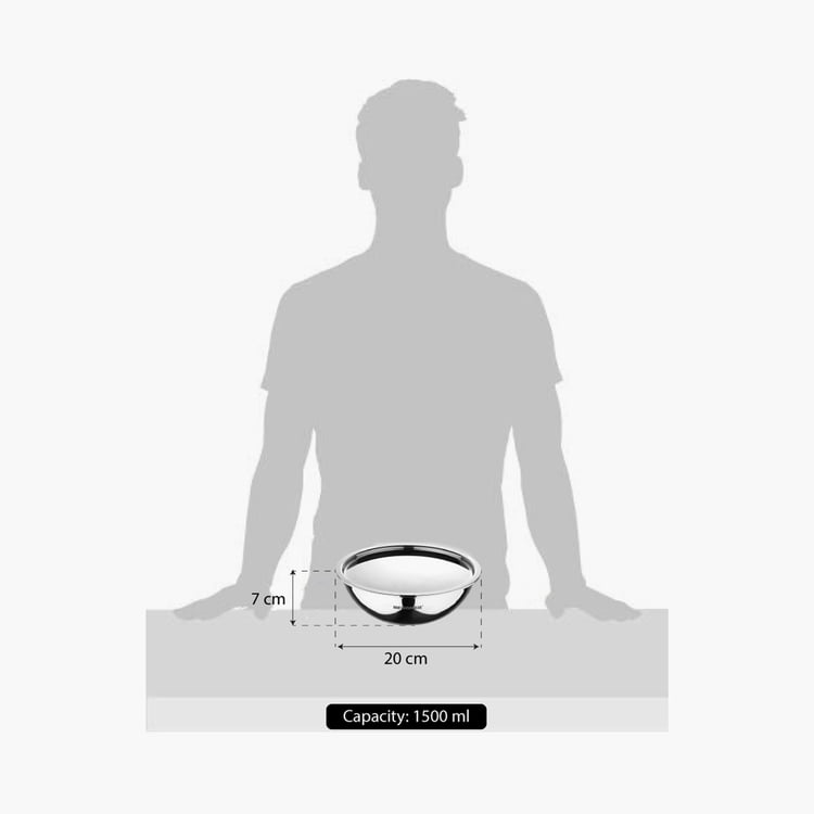 BERGNER Argent Triply Stainless Steel Tasra with Lid - 1.5 L