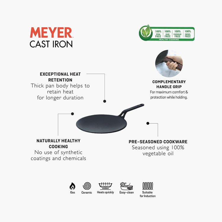 MEYER Cast Iron Curved Tawa - 26 cm