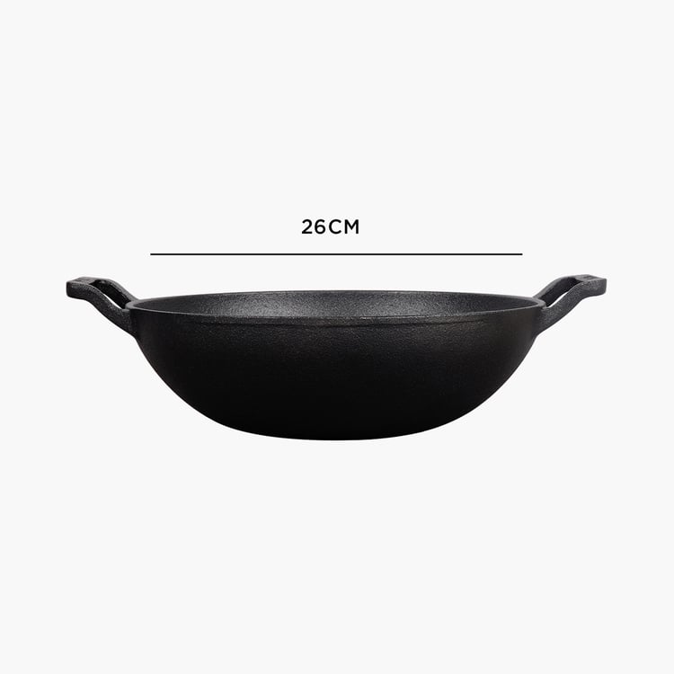 MEYER Cast Iron Kadhai with Glass Lid - 26 cm