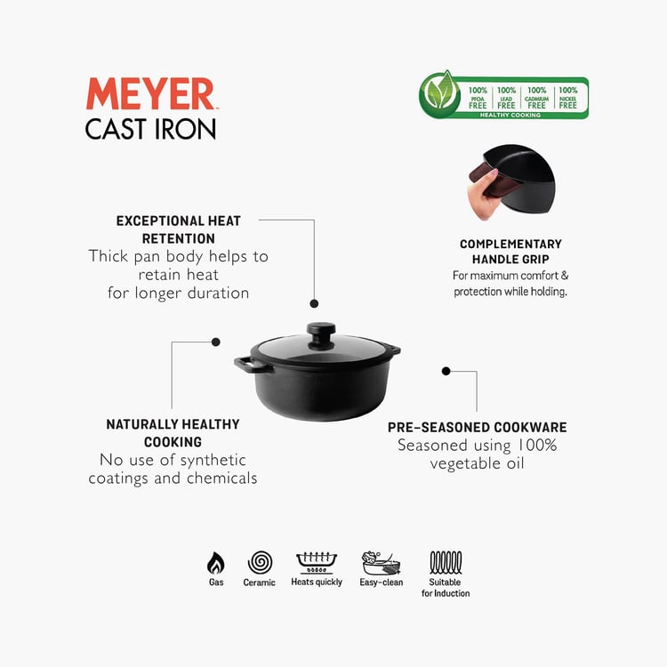 MEYER Cast Iron Sauteuse with Glass Lid - 24 cm