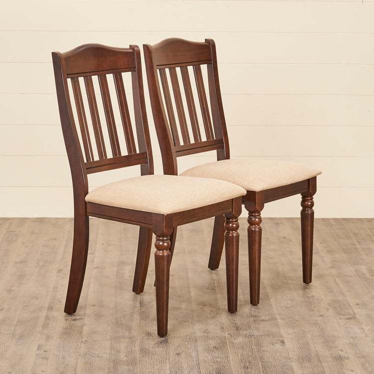 Savoy Set of 2 Rubber Wood Dining Chairs - Beige