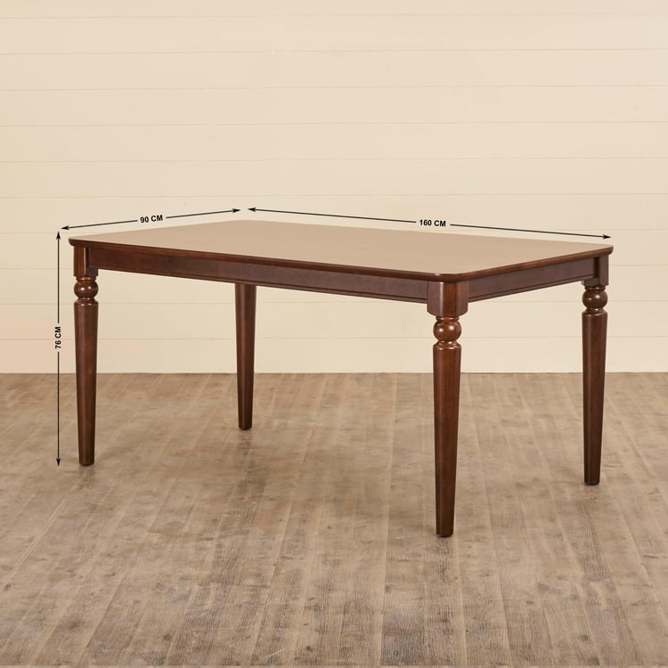 Savoy Brown Rubber Wood 6-Seater Dining Table