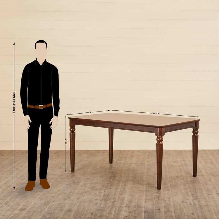 Savoy Brown Rubber Wood 6-Seater Dining Table