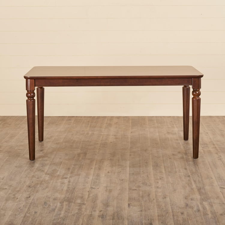 Savoy Brown Rubber Wood 6-Seater Dining Table