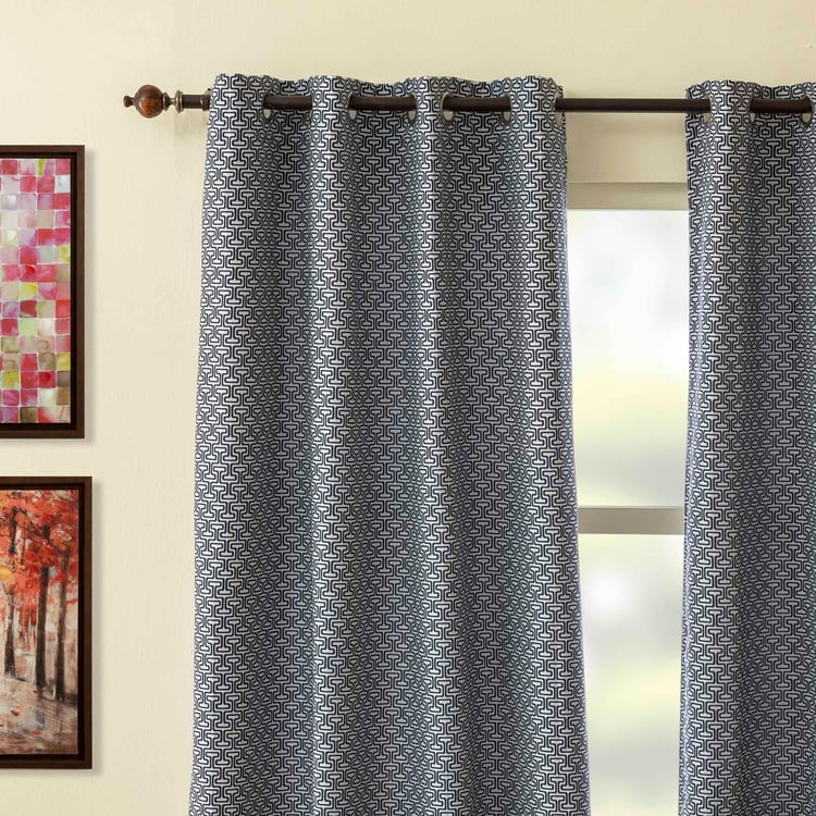 Phoenix Grey Window Curtain with Chrome Eyelets- Set of 2- 135x160 cm